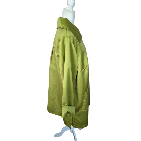 Dennis Basso Designer Green Satin Water Resistant Long Chic Jacket Sz 1X - Picture 5 of 8